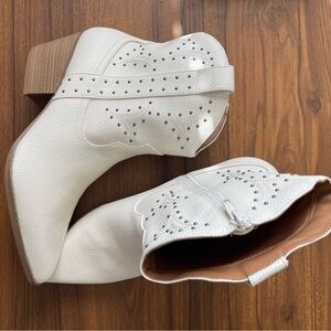 White Studded Ankle boots